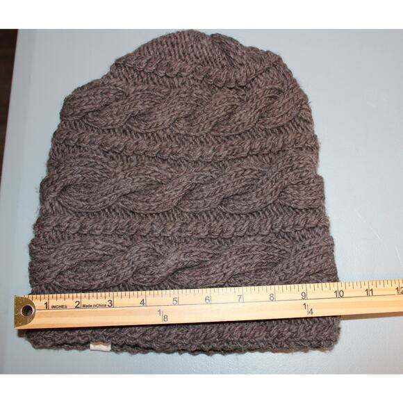 Nirvanna Designs HAT Cable Knit Brown Merino Wool Hand Knit Lined Woman’s - Picture 9 of 9
